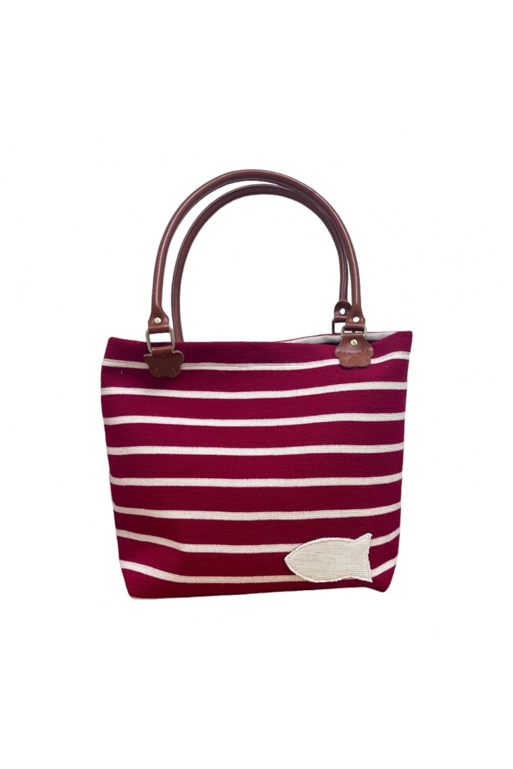 TRICOT handbag with Red / Ecru handles - Front