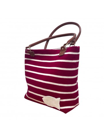 TRICOT handbag with Red / Ecru handles - 3/4