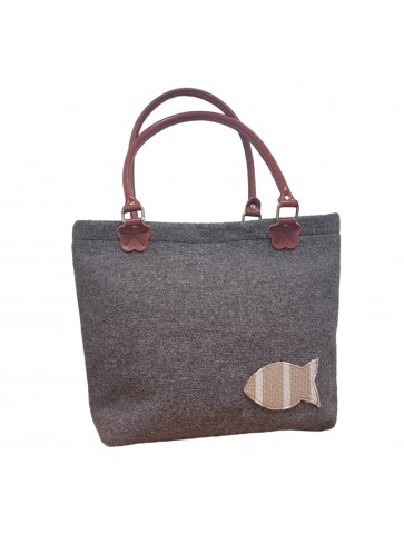 Handbag LAINE BOUILLIE with brown handles - Front