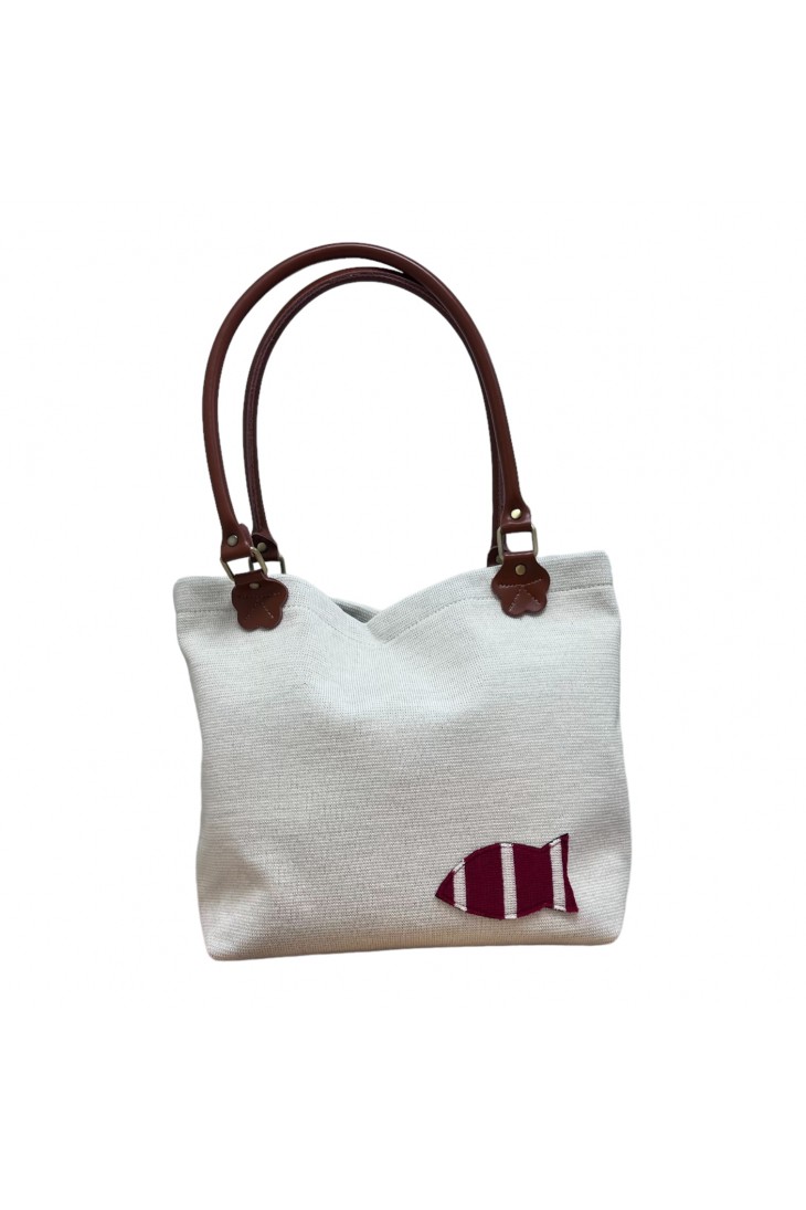 Handbag with ecru handles - Face
