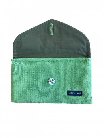 Open green pouch