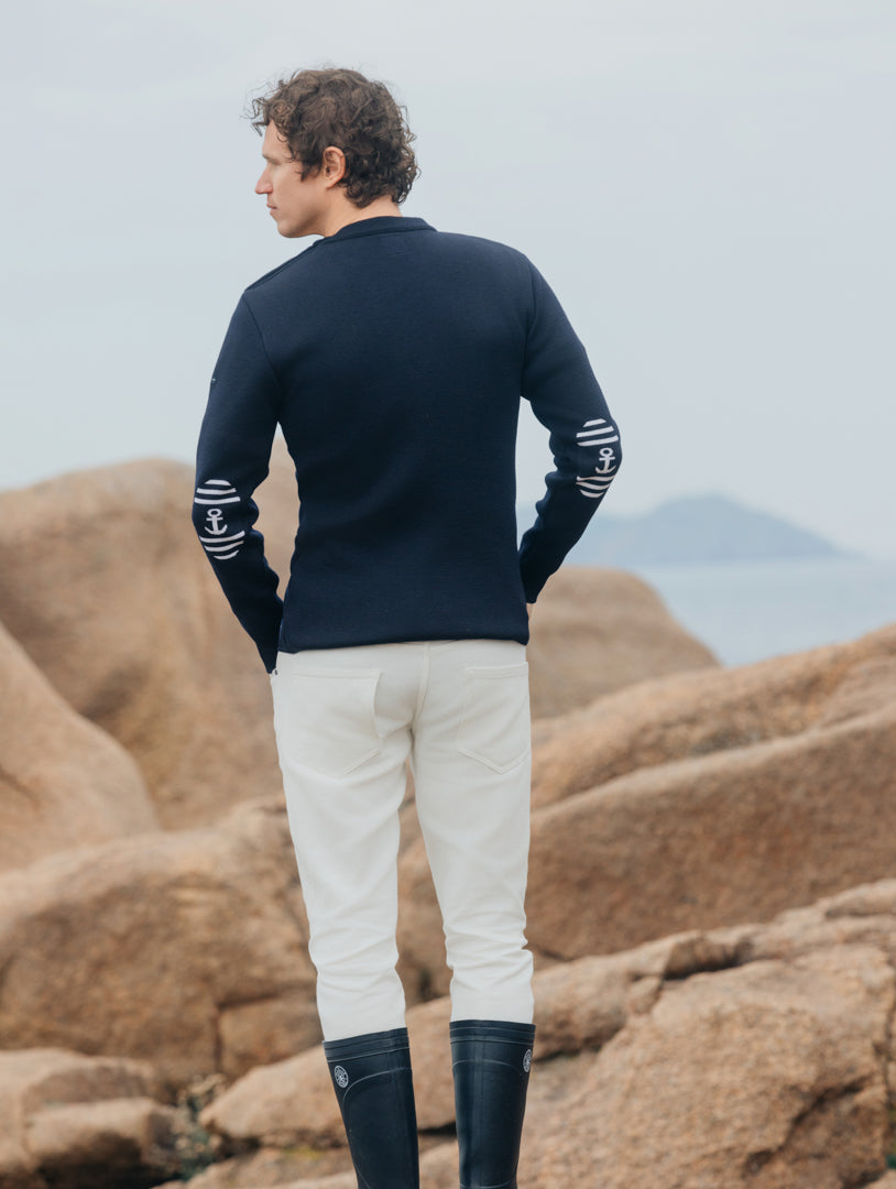 Pull à coudières "Ancre rayée"
