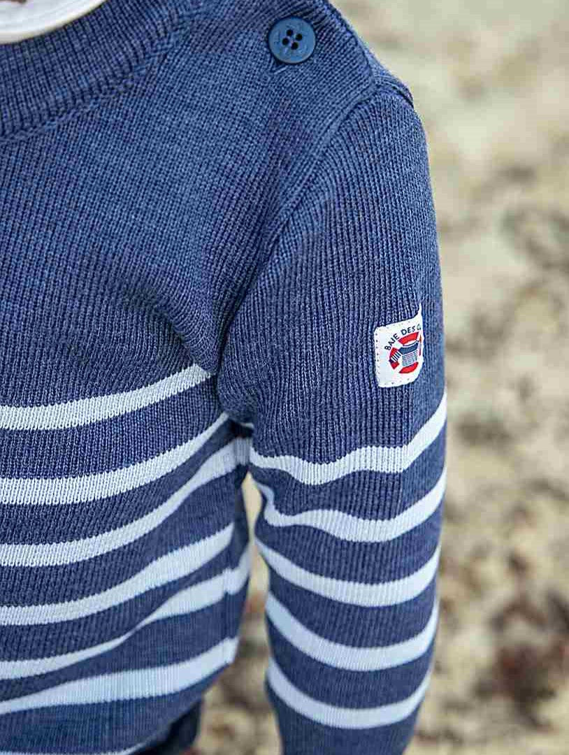 Pull marin enfant rayé jean fabriqué en france
