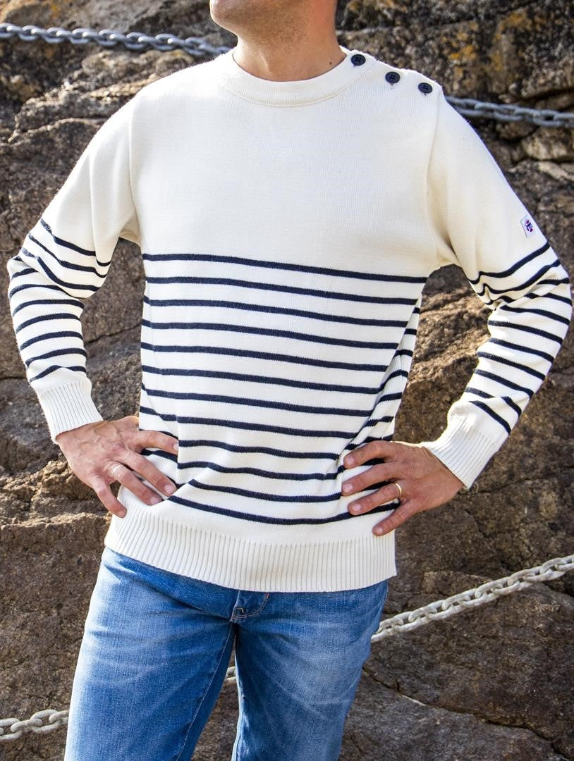 Pull marin confort homme ecru marine