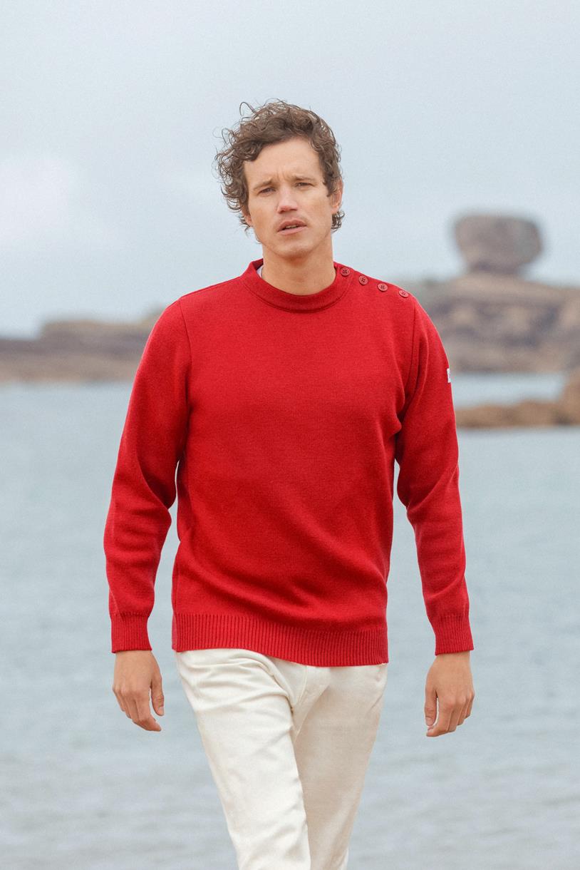 Pull marin confort homme rouge