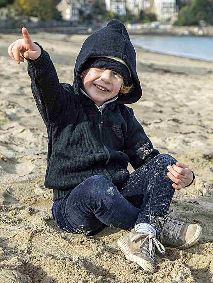 Gilet zippé à capuche enfant uni marine