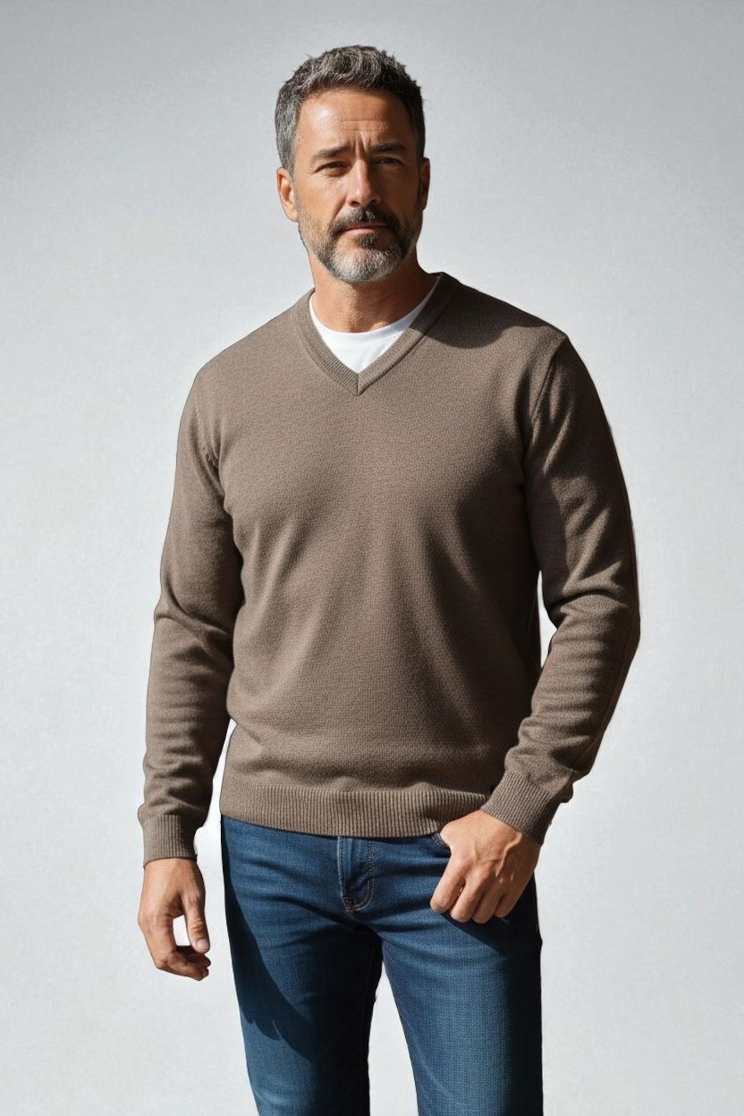 Pull col V "Hélice" coton