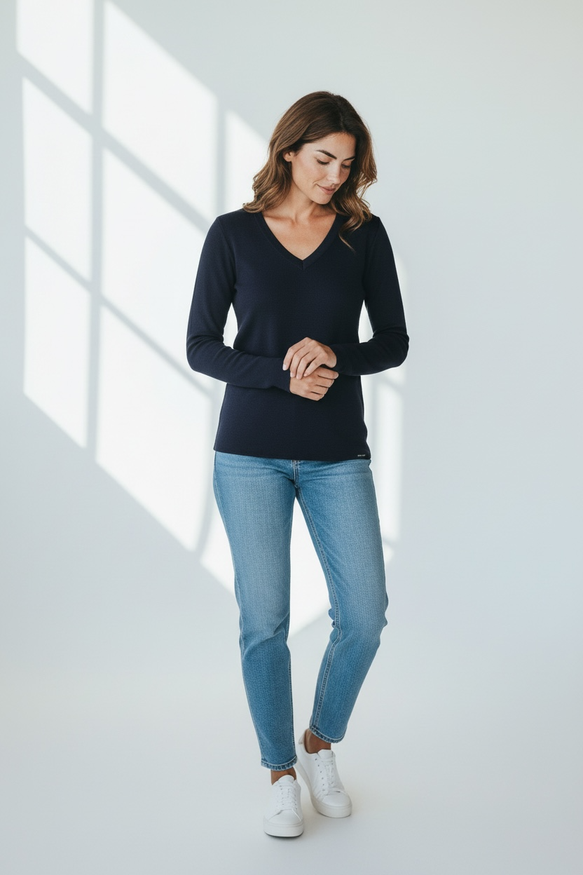 Pull col V "Alizée" 100% laine mérinos