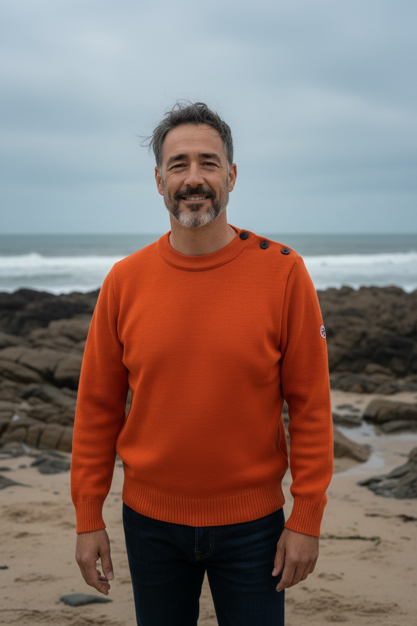Pull marin homme ERQUY coupe ample orange