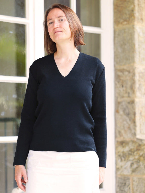 Pull col V "Marie Galante" laine