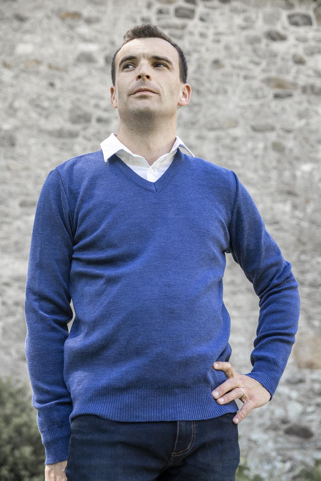 Pull col V "Petit Helice" laine