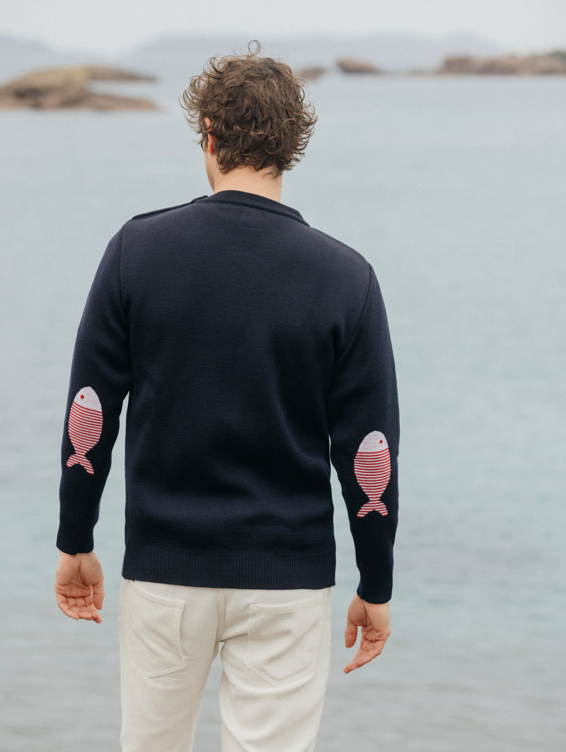 Pull marin collab poisson raye homme