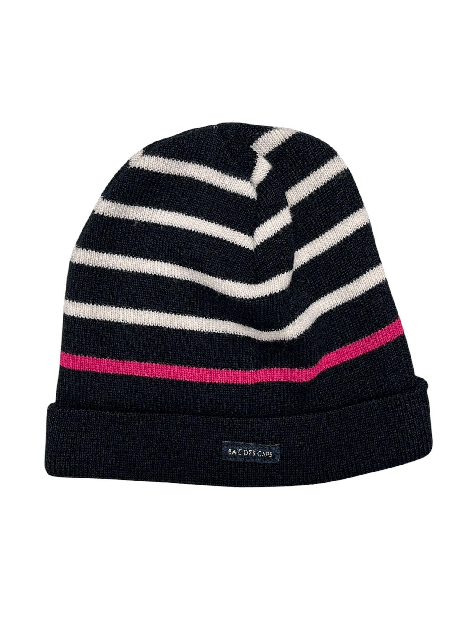 Bonnet marin adulte 50% laine mérinos, modèle rayé, maille chaude