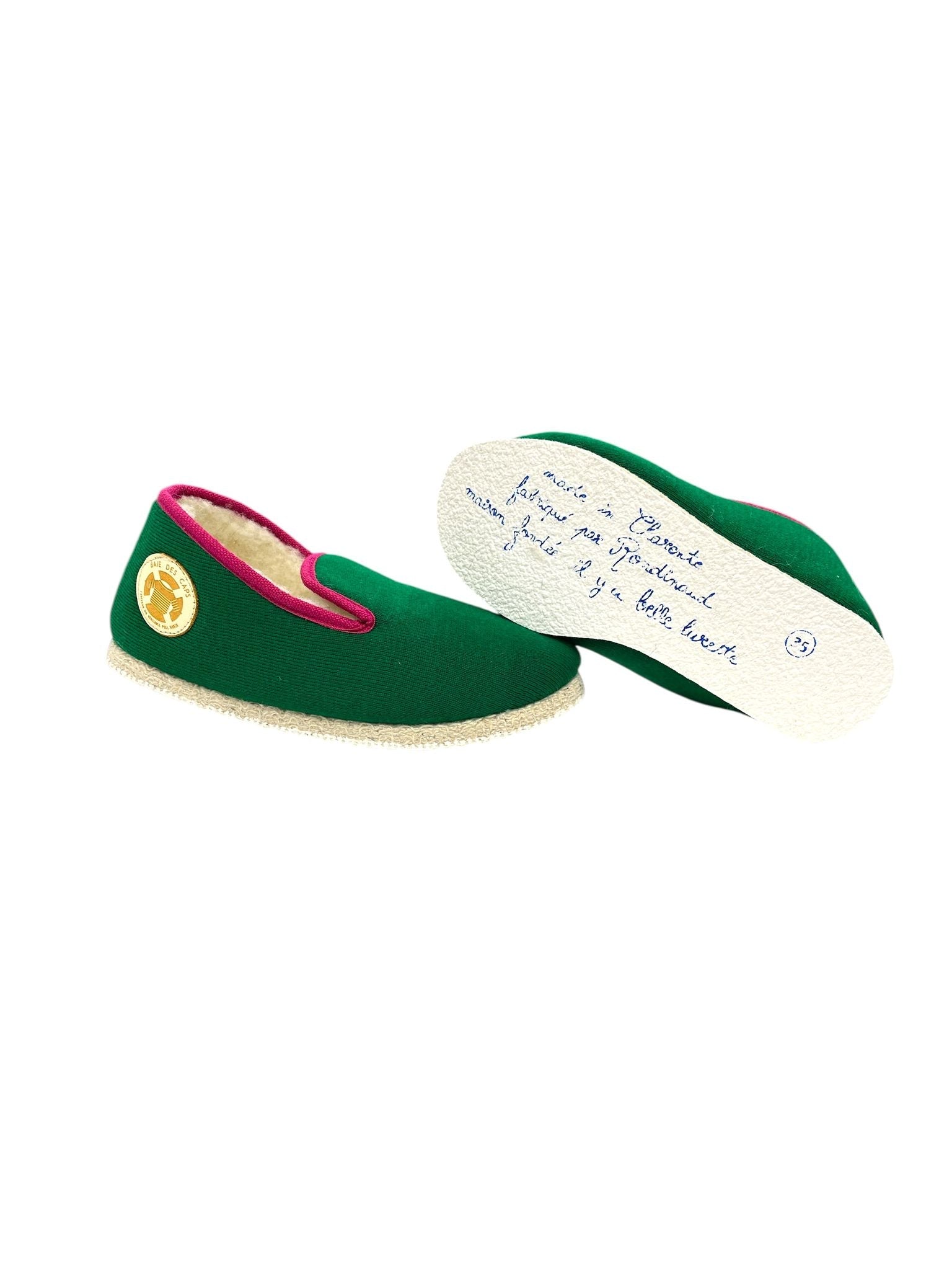 Charentaises "Soazig" Vert Vif bordure Fuschia - Baie des Caps