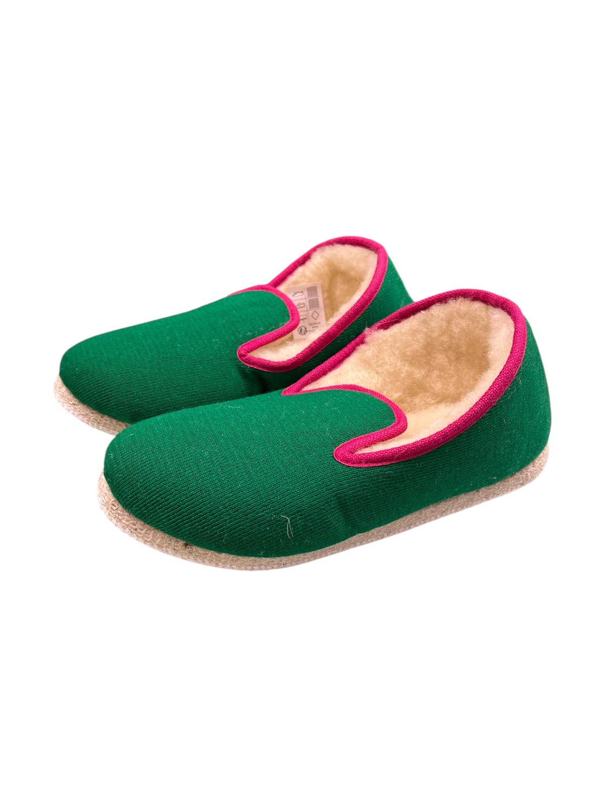 Charentaises "Soazig" Vert Vif bordure Fuschia - Baie des Caps