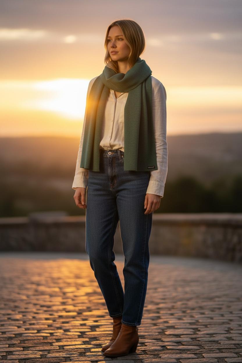 Écharpe unie 100% mérinos Ebihens, tricot fin, taille adulte, toucher doux