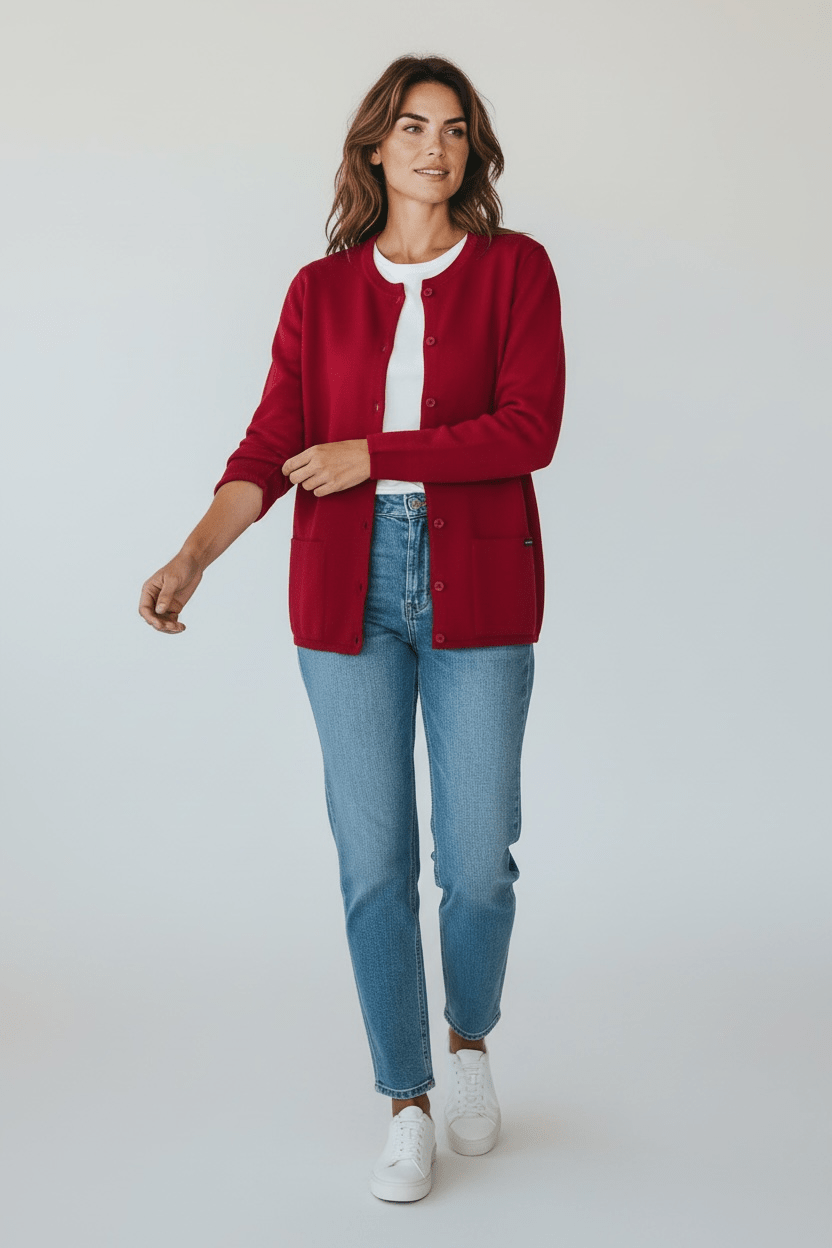 Gilet col rond "Bernic" 50% laine - Baie des Caps