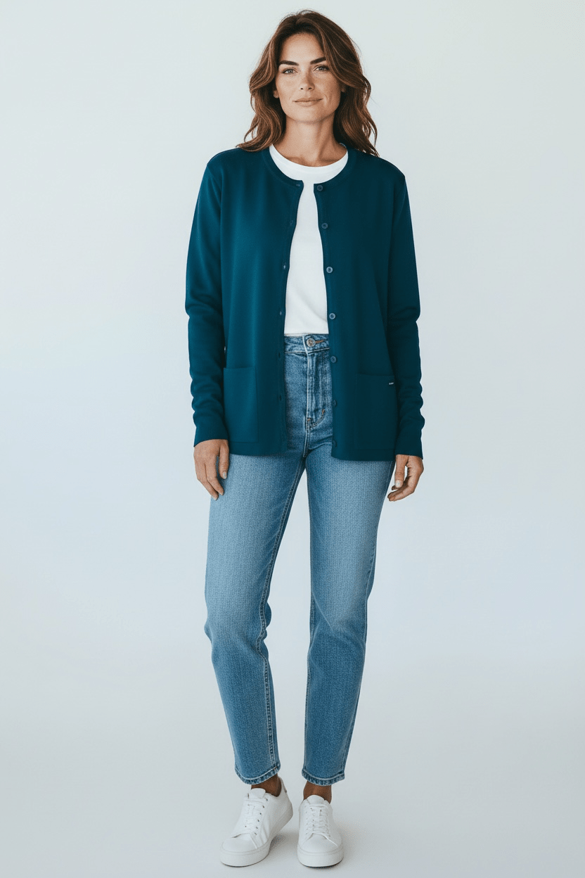 Gilet col rond "Bernic" 50% laine - Baie des Caps