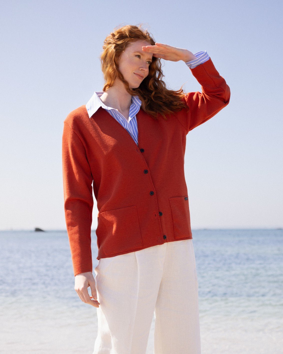 Gilet col V "Bernic" 100% laine vierge - Baie des Caps