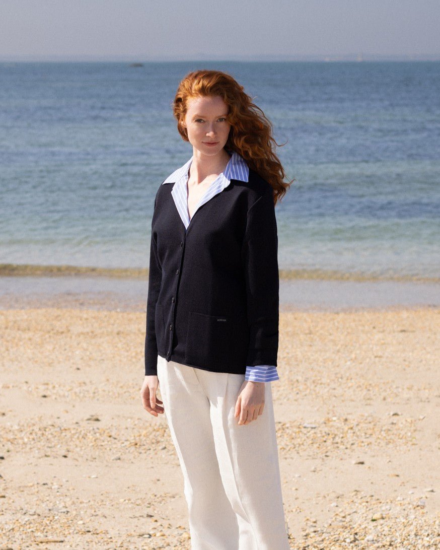 Gilet col V "Bernic" 100% laine vierge - Baie des Caps