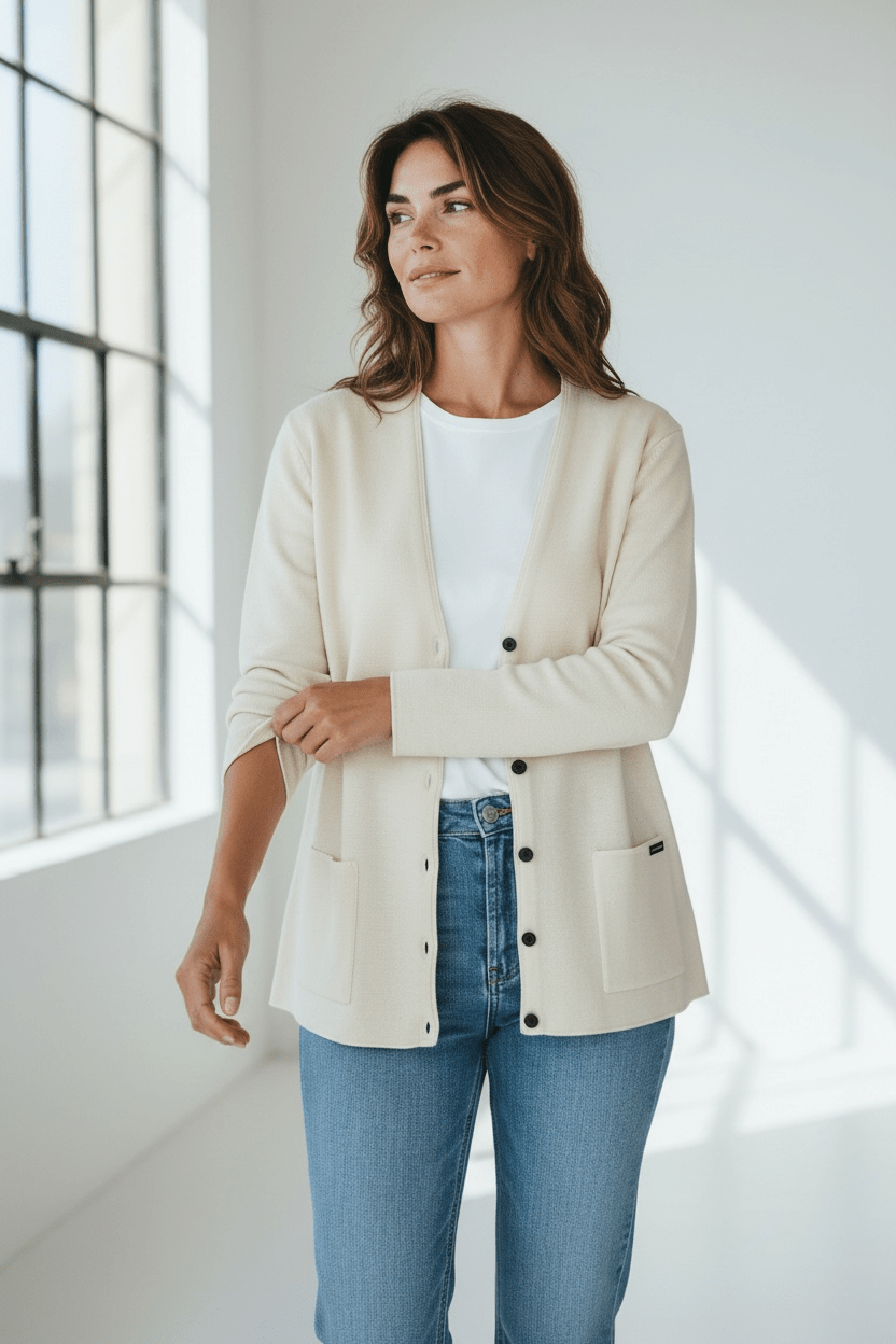 Gilet col V "Bernic" 50% laine - Baie des Caps