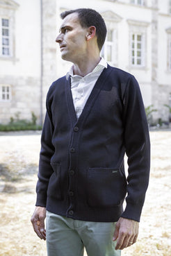GILET HOMME 100 % laine MARINE - Baie des Caps