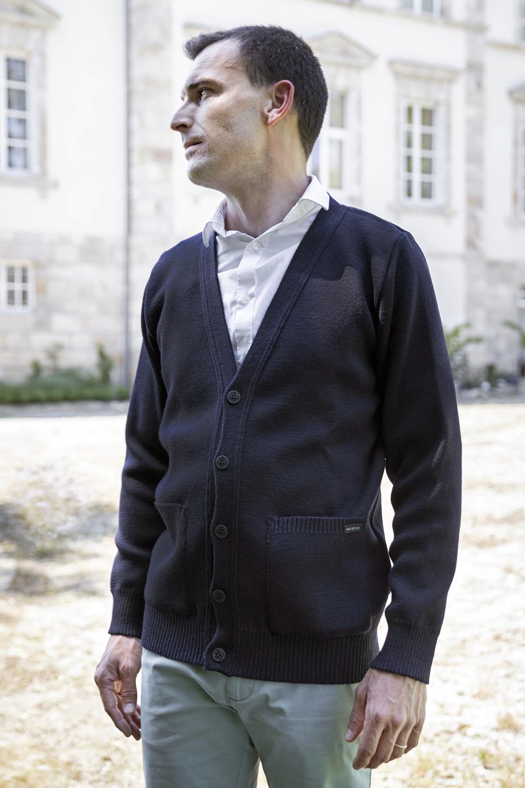 GILET HOMME 100 % laine MARINE - Baie des Caps