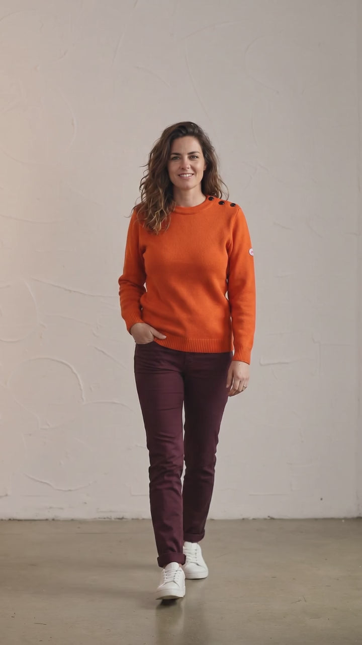 Pull marin femme ERQUY coupe ample orange