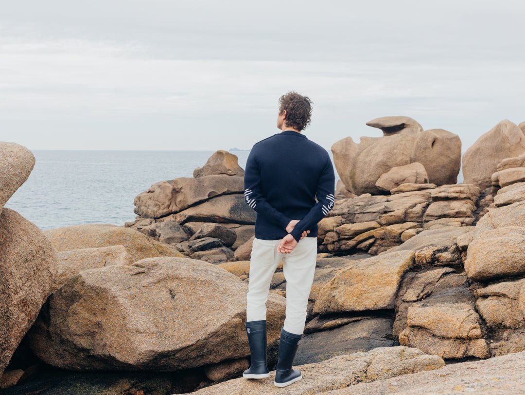 Pull à coudières "Ancre rayée" - Baie des Caps