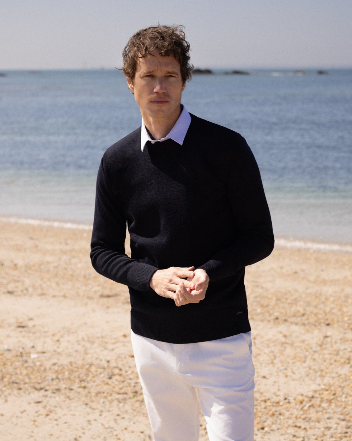 Pull col rond 100% laine vierge Petit Hélice Baie des Caps - Baie des Caps