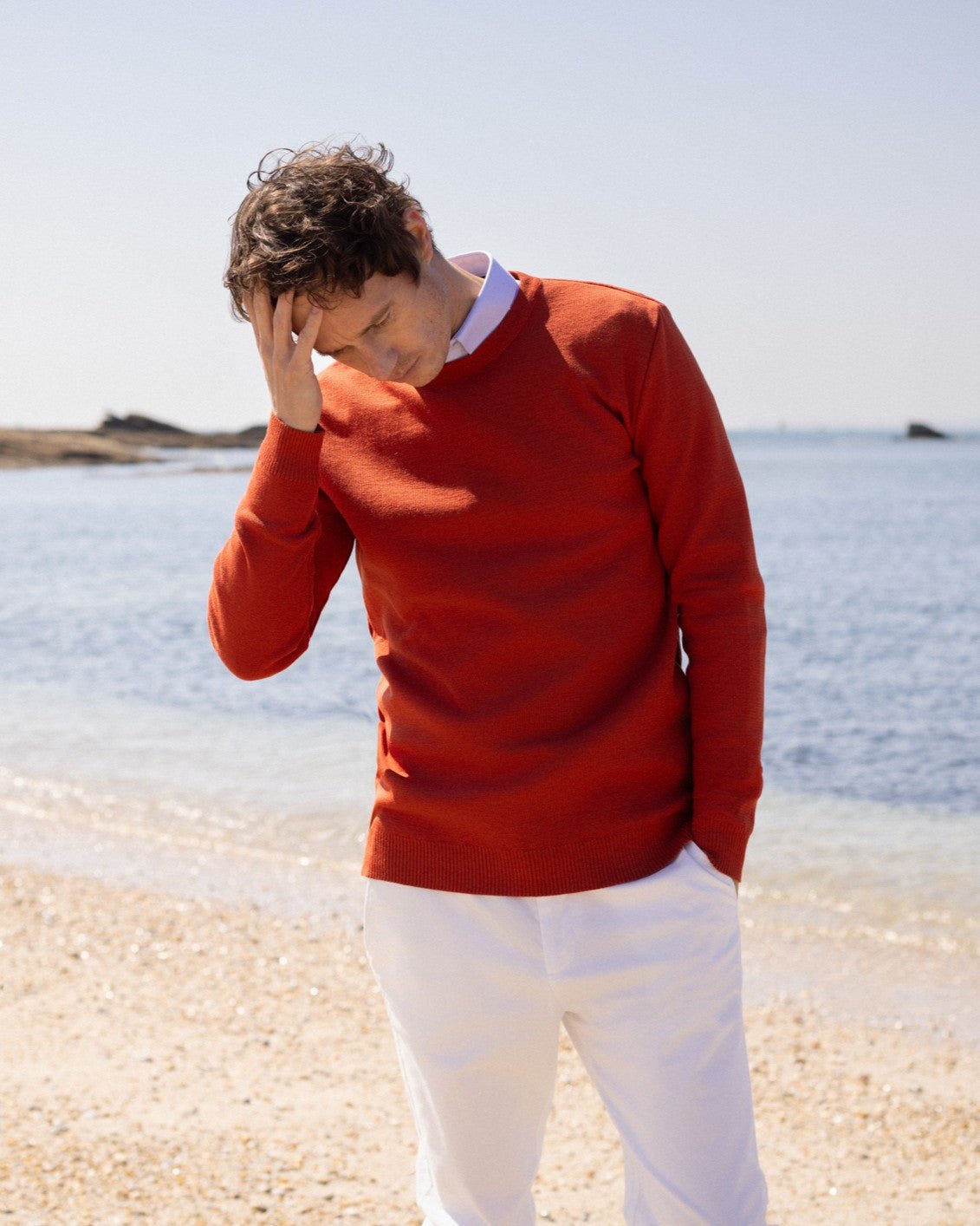 Pull col rond 100% laine vierge Petit Hélice Baie des Caps - Baie des Caps