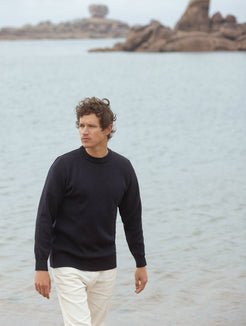 Pull col rond "Faouet" 100% laine vierge - Baie des Caps