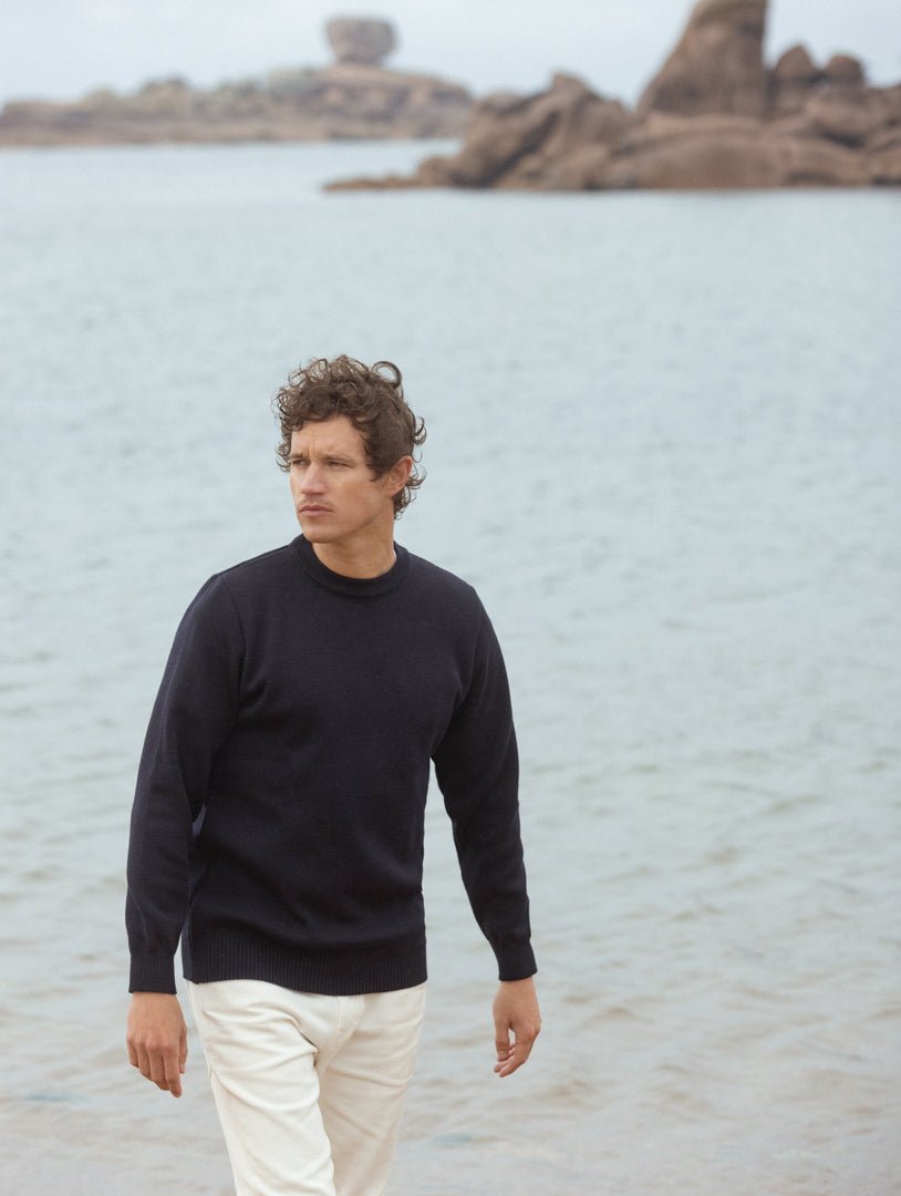 Pull col rond "Faouet" 100% laine vierge - Baie des Caps