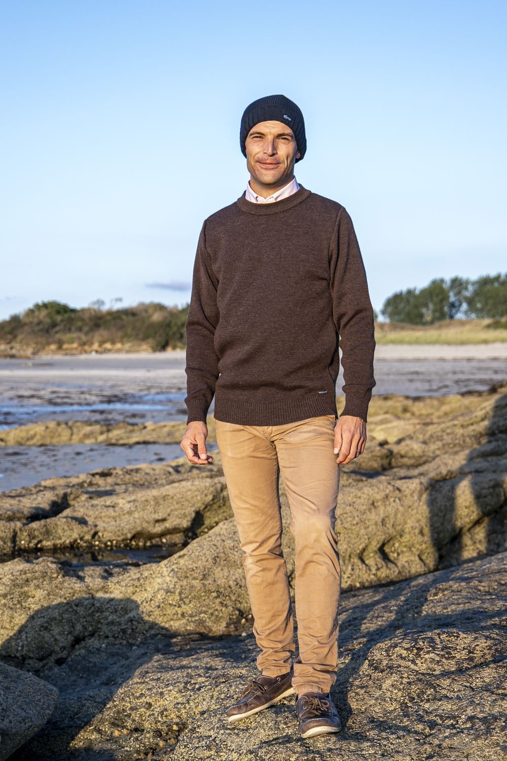 Pull col rond "Faouet" 100% laine vierge - Baie des Caps