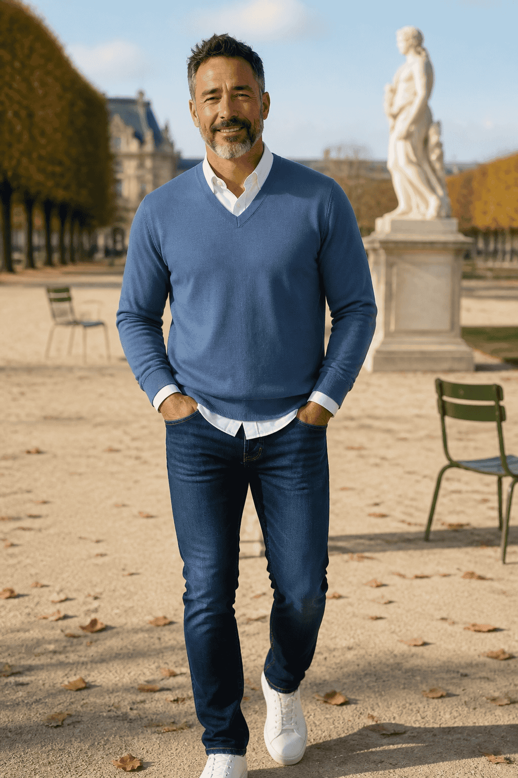 Pull col V "Helice" 50 % laine - Baie des Caps