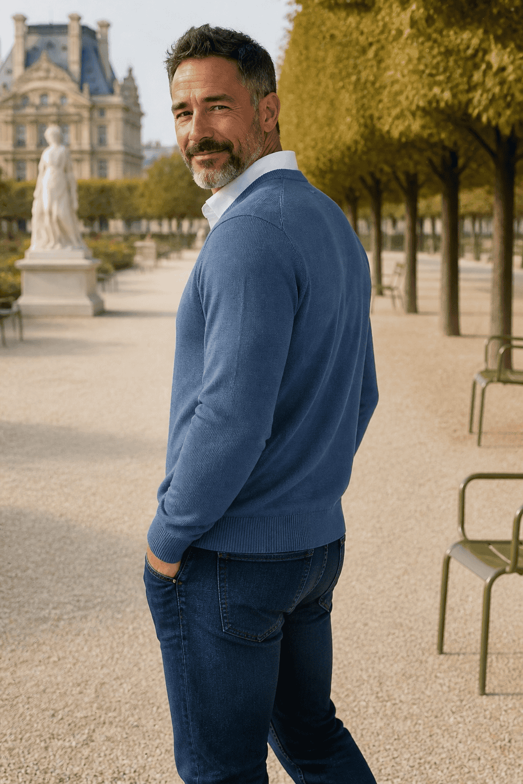 Pull col V "Helice" 50 % laine - Baie des Caps