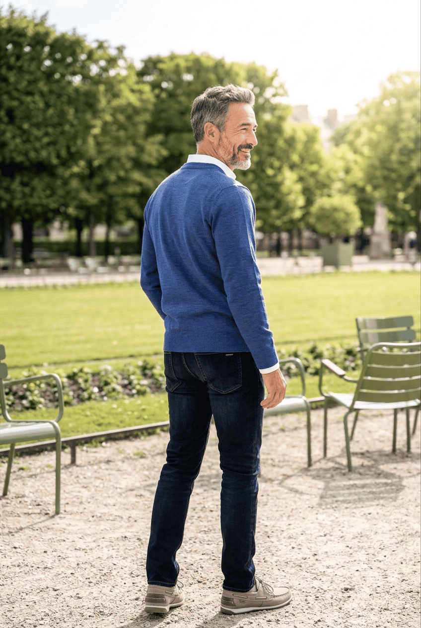 Pull col V "Helice" 50 % laine - Baie des Caps