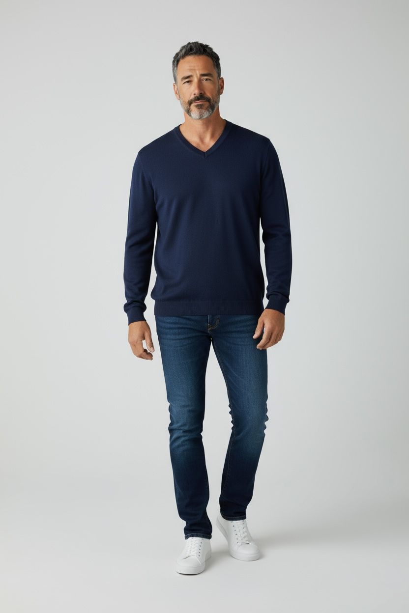 Pull col V "Helice" 50 % laine - Baie des Caps