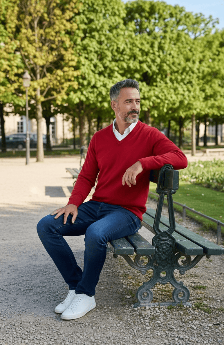Pull col V "Helice" 50 % laine - Baie des Caps