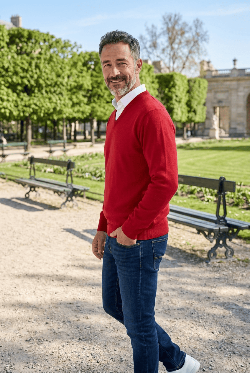Pull col V "Helice" 50 % laine - Baie des Caps