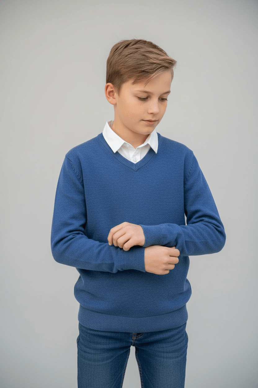 Pull col V Mael 50% coton - Baie des Caps