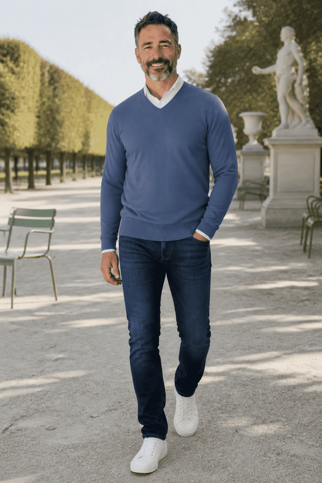 Pull col V "Petit Helice" laine mélangée - Baie des Caps