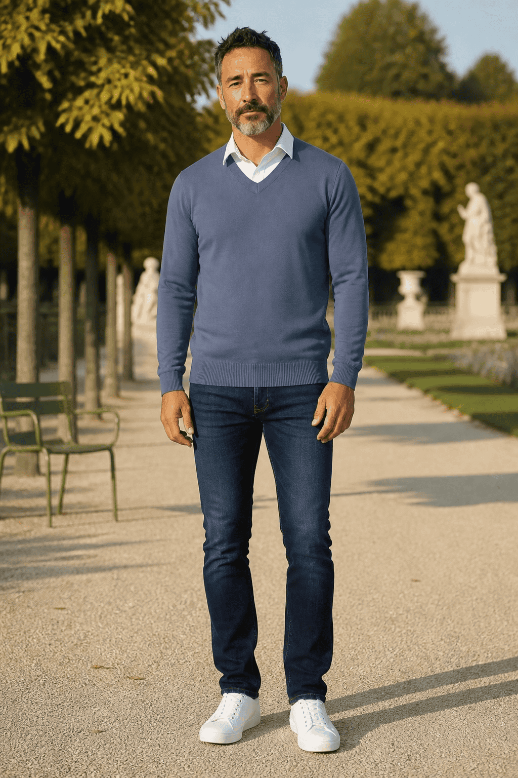 Pull col V "Petit Helice" laine mélangée - Baie des Caps