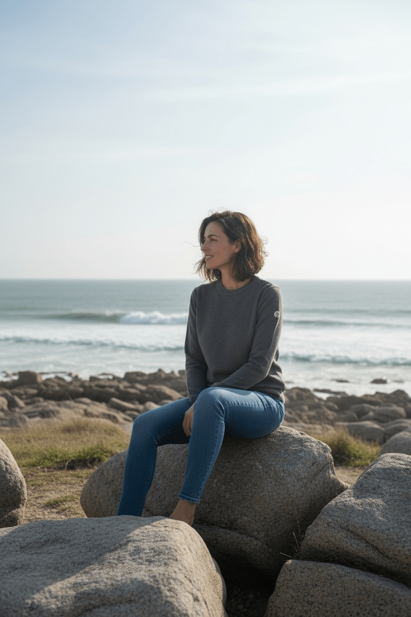 Pull marin Erquy laine vierge — Coupe ample femme - Baie des Caps