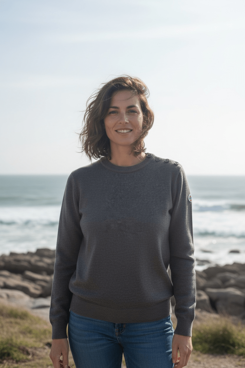 Pull marin Erquy laine vierge — Coupe ample femme - Baie des Caps