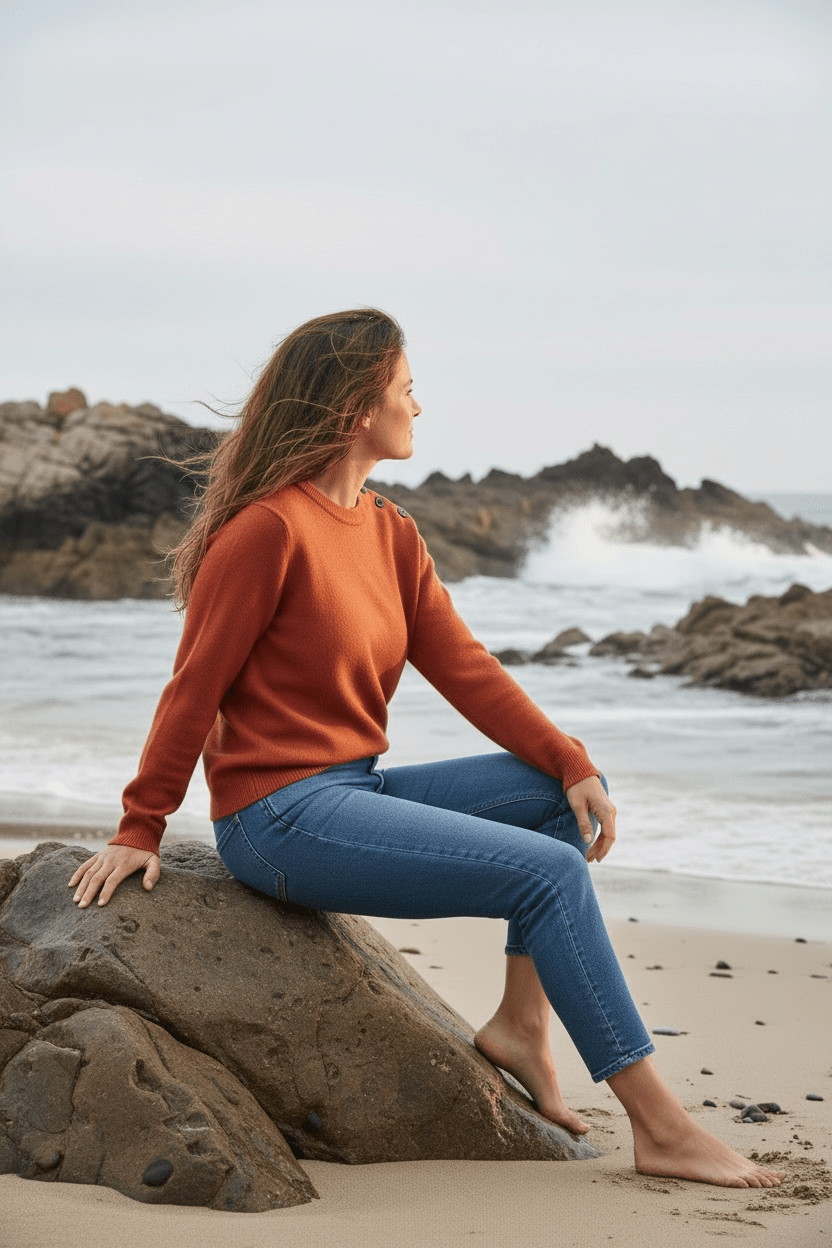 Pull marin Erquy laine vierge — Coupe ample femme - Baie des Caps