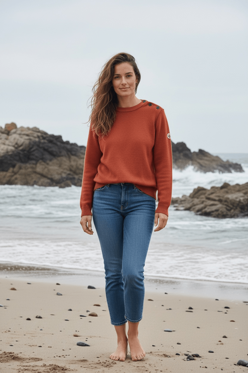 Pull marin Erquy laine vierge — Coupe ample femme - Baie des Caps