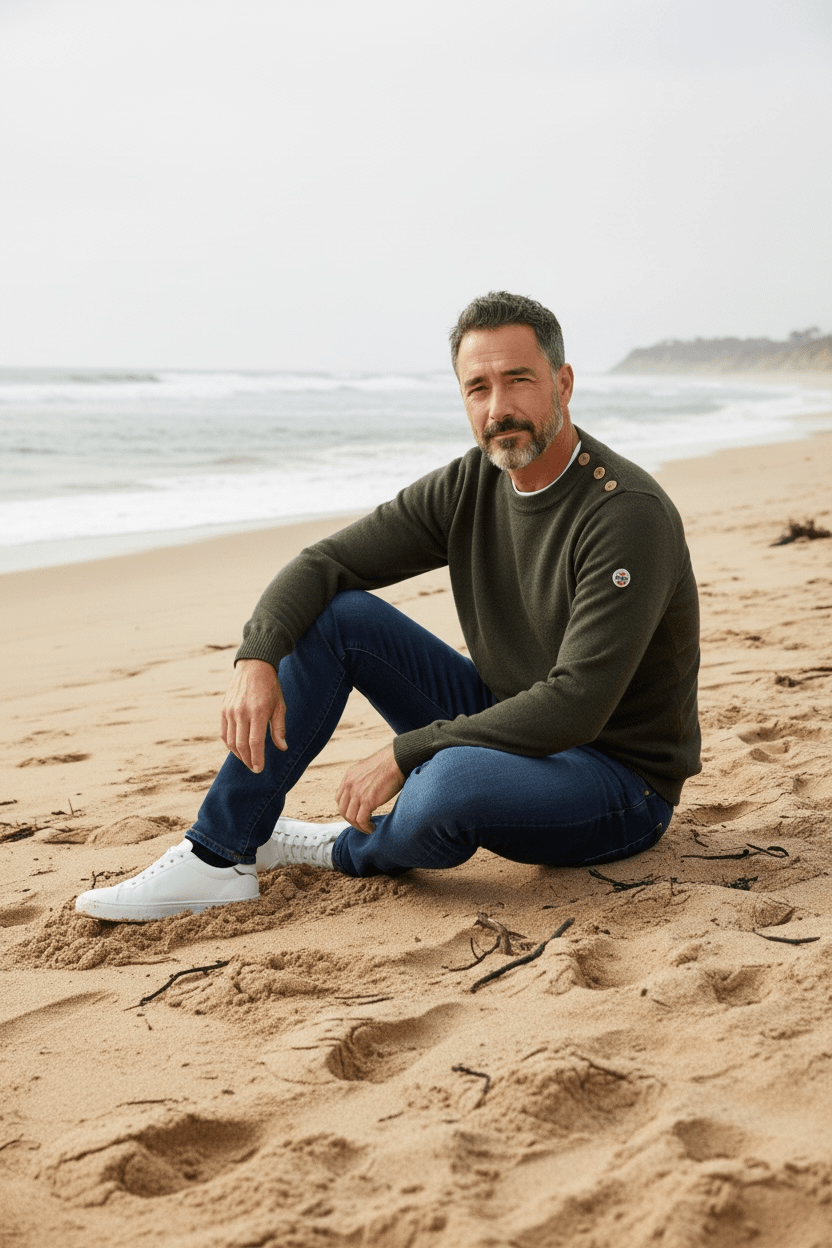 Pull marin Erquy laine vierge — Coupe ample homme - Baie des Caps