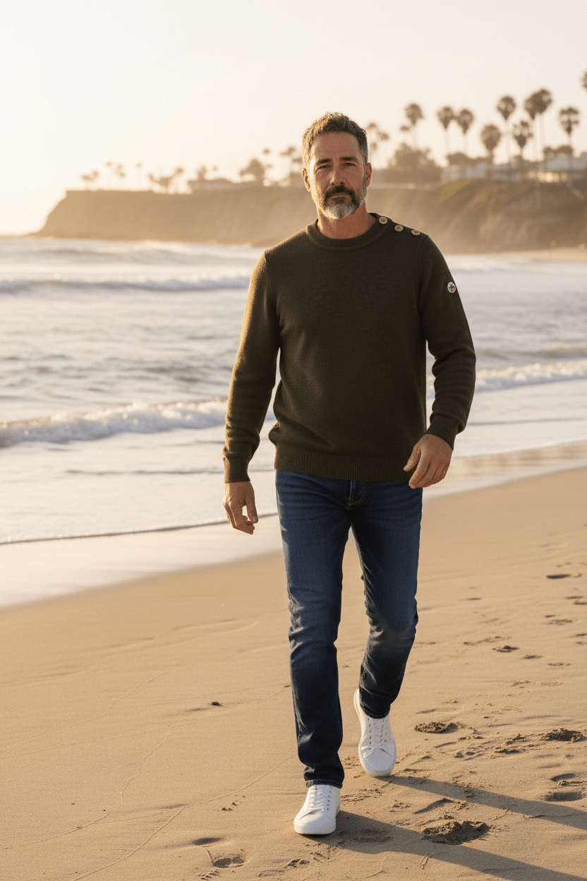 Pull marin Erquy laine vierge — Coupe ample homme - Baie des Caps