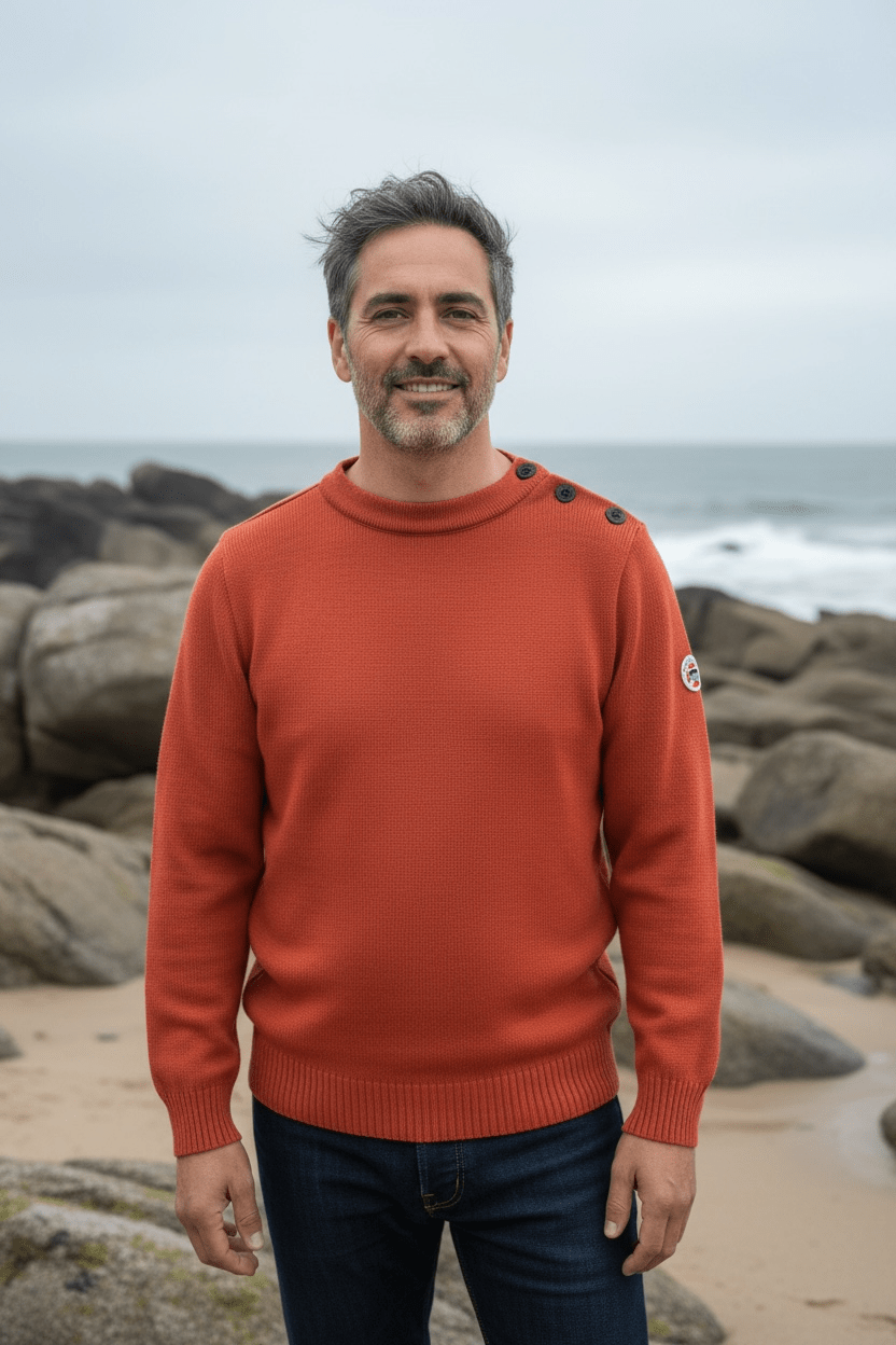 Pull marin Erquy laine vierge — Coupe ample homme - Baie des Caps
